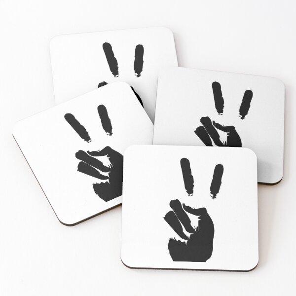 Item preview, Peace sign hand gesture black and white stencil art  designed and sold by MindChirp.