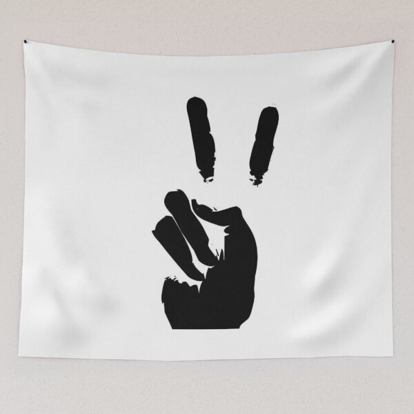 Item preview, Peace sign hand gesture black and white stencil art  designed and sold by MindChirp.