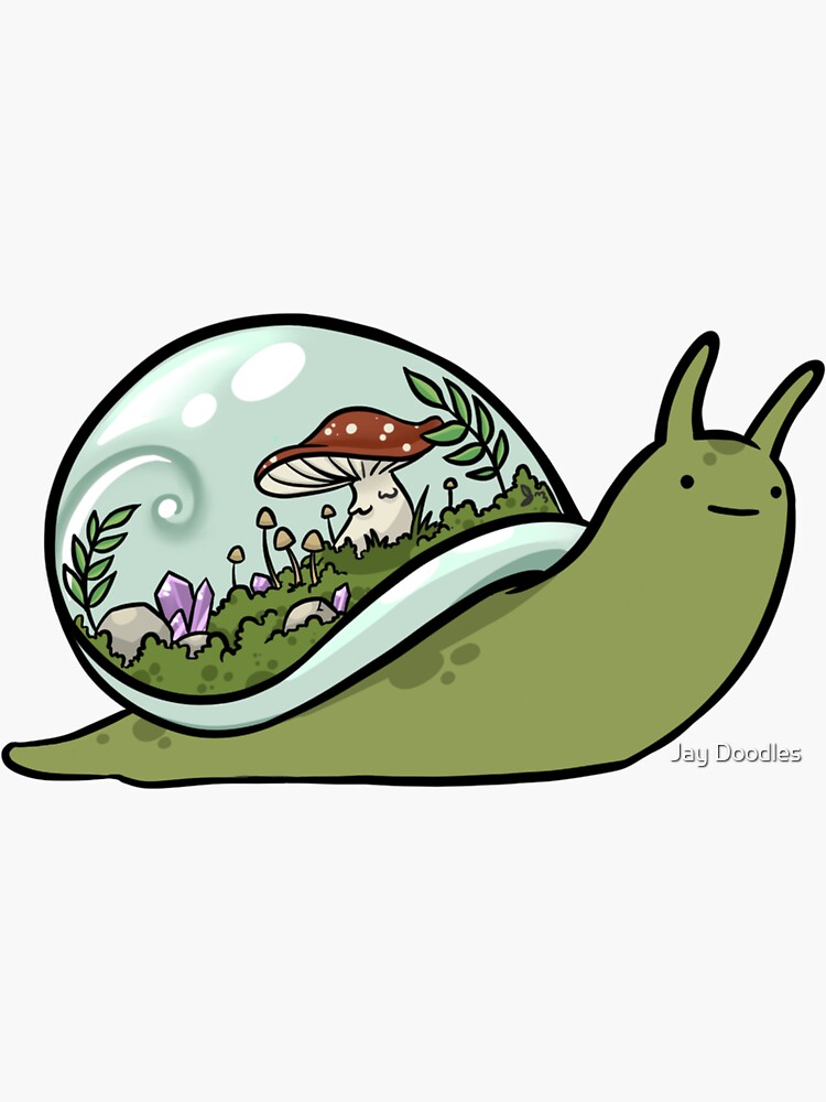 Thumbnail 3 of 3, Sticker, Mushroom Terrarium Snail designed and sold by jayillustration.