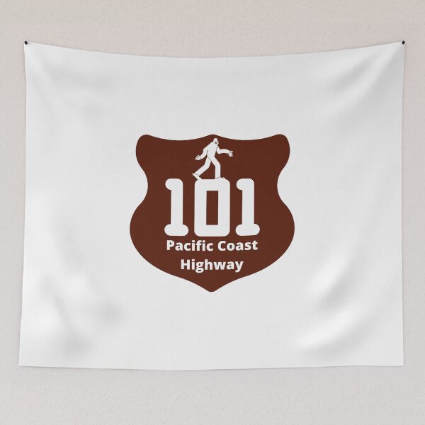 Item preview, Pacific Coast Highway 101 Sign Bigfoot Sasquatch West Coast Oregon Washington California Brown designed and sold by DansDankDesigns.