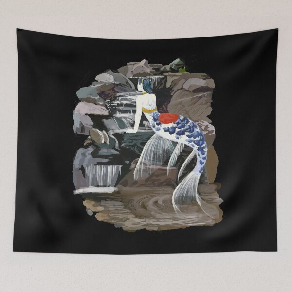 Item preview, Tancho Asagi Mermaid on Black designed and sold by thistleandspade.