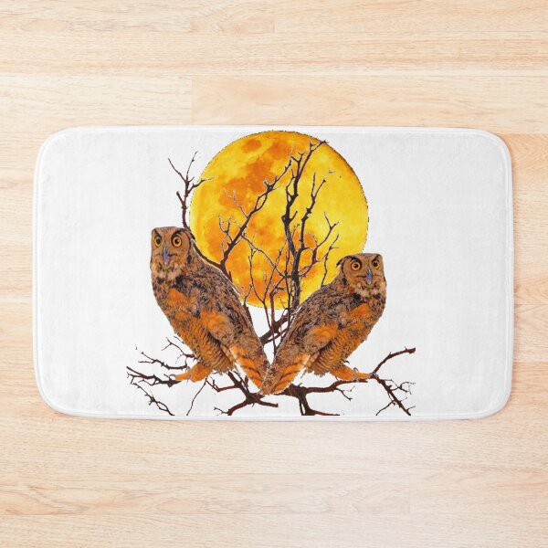 Item preview, WINTER OWLS UNDER FULL GOLDEN MOON ABSTRACT designed and sold by sharlesart.