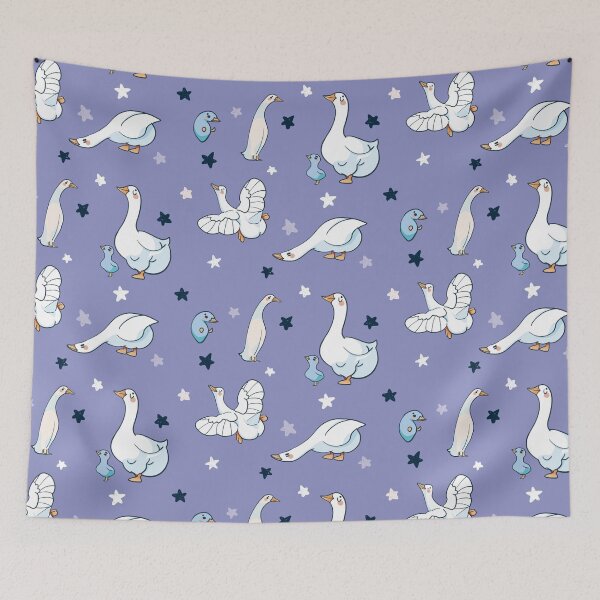 Item preview, White Goose - Cute Blue and White Cartoon Bird Pattern designed and sold by TheRainbowRoom.