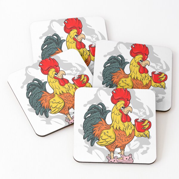 Item preview, Rooster drink coffee, funny sticker designed and sold by ArtDeziGn.