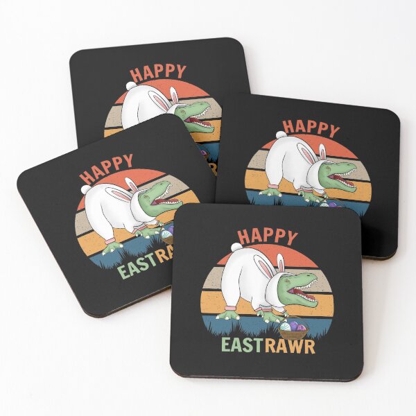 Item preview, Happy eastrawr / t rex in easter bunny costume on distressed sunset designed and sold by portrait4you.