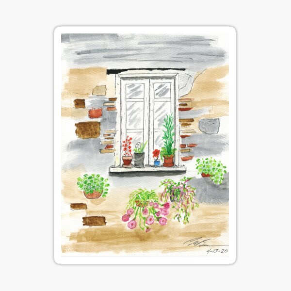 Item preview, Italian Window & Flowers - Watercolor designed and sold by BWBConcepts.