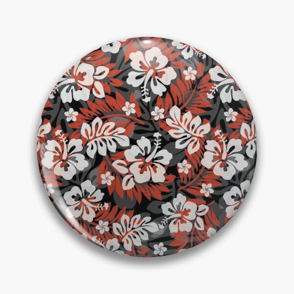 Item preview, Large Hawaiian Print - Hibiscus, Plumeria, and Leaves in red and black designed and sold by Teamtsunami6.