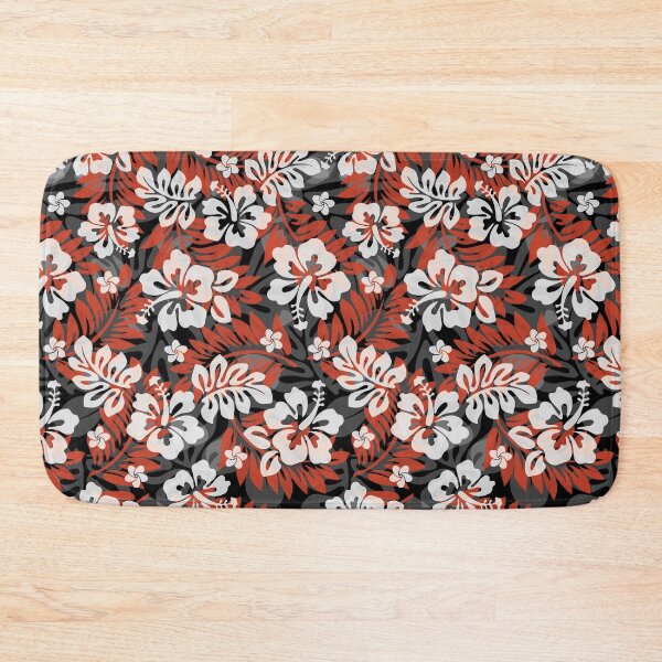 Item preview, Large Hawaiian Print - Hibiscus, Plumeria, and Leaves in red and black designed and sold by Teamtsunami6.