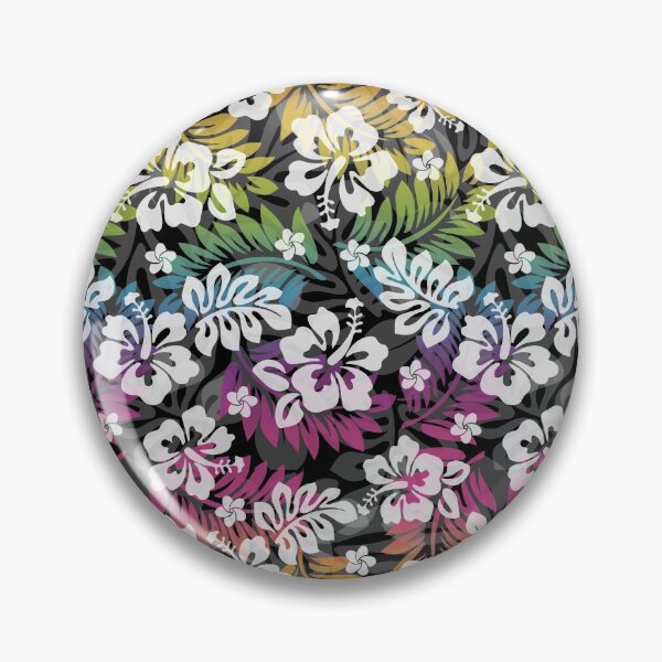Item preview, Large Hawaiian Print - Hibiscus, Plumeria, and Leaves in rainbow and black designed and sold by Teamtsunami6.