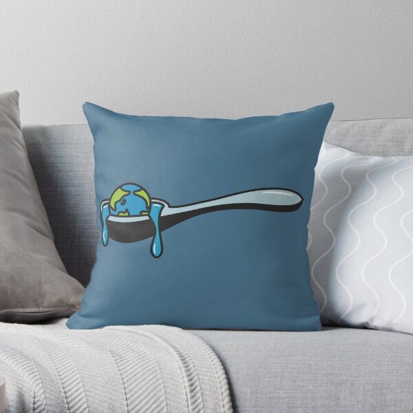 World Spoon. Earth is melting like ice cream Throw Pillow
