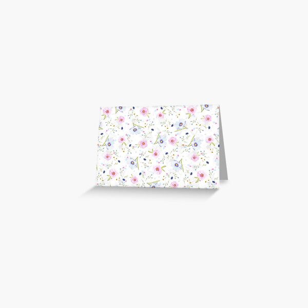 Happy Pink and Blue Pansy Flowers Greeting Card