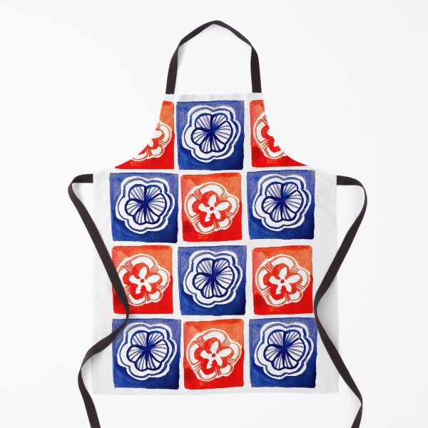 Item preview, Red and blue flower square pattern designed and sold by Tuomiartwork.