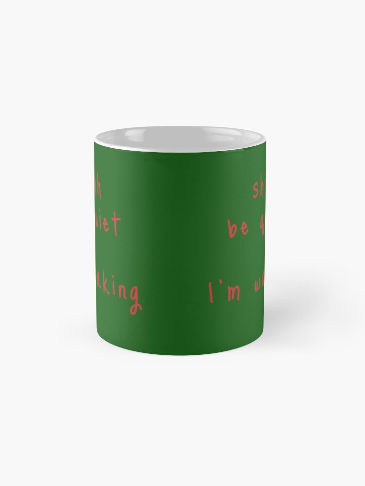 Alternate view of shhh be quiet I'm working v1 - RED font Coffee Mug