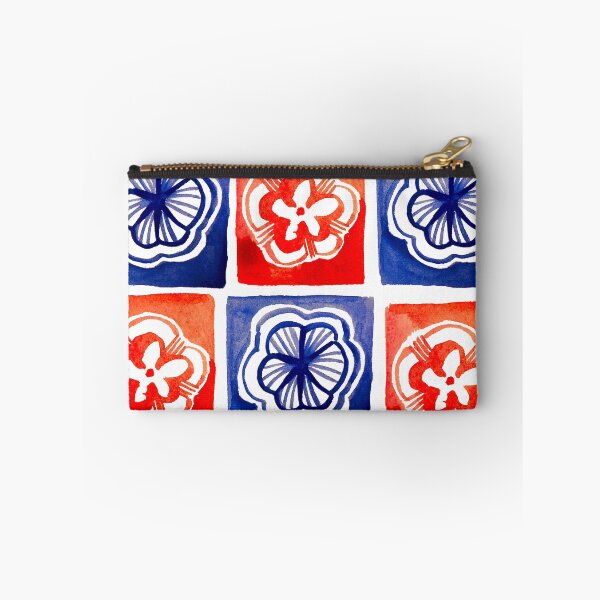 Item preview, Red and blue flower square pattern designed and sold by Tuomiartwork.