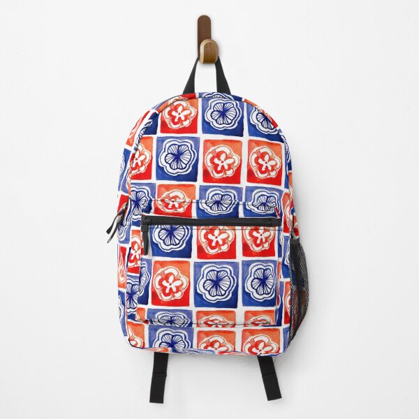 Item preview, Red and blue flower square pattern designed and sold by Tuomiartwork.