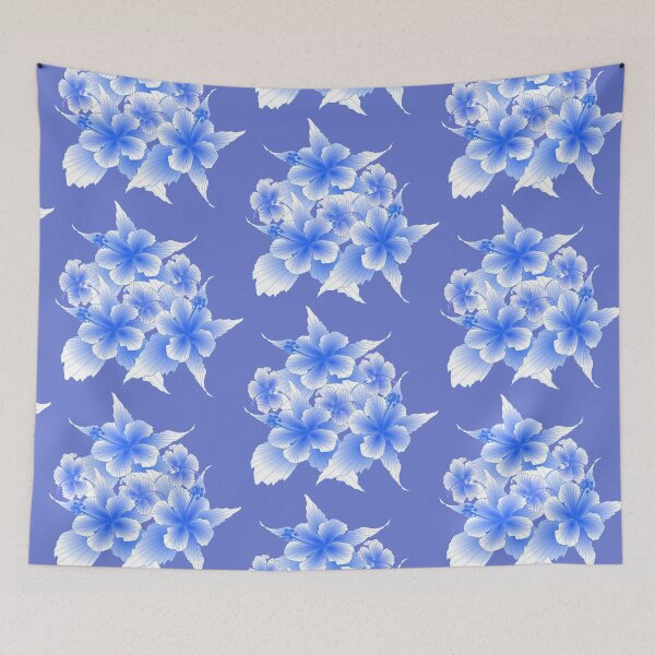 Item preview, Flor de hibisco en degradado azul blanco designed and sold by Jamial.