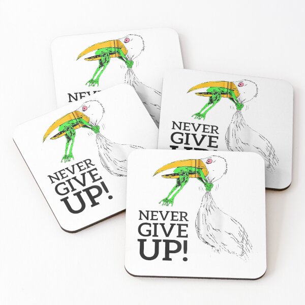 Item preview, never give up stork and frog designed and sold by harneetma4mar4.