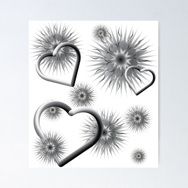 Item preview, Grey Burrs & hearts designed and sold by DesignBySuzanne.