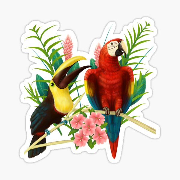 Item preview, Toucan and Scarlet Macaw tropical birds designed and sold by Mehu.