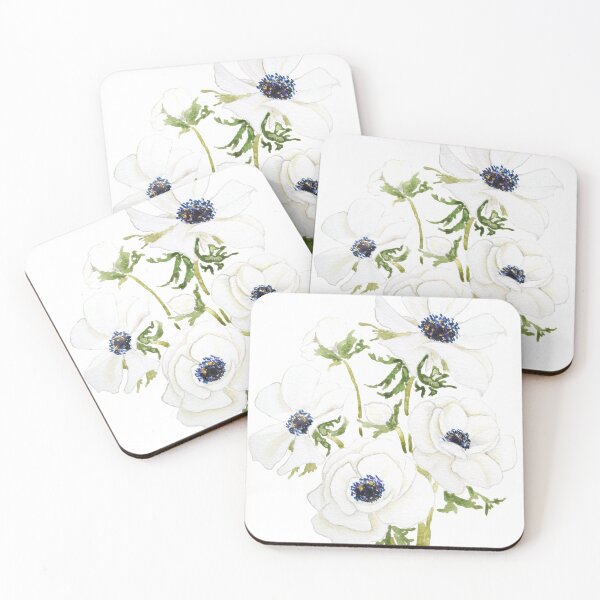 Item preview, hand painted white anemone flower  watercolor painting  designed and sold by ColorandColor.