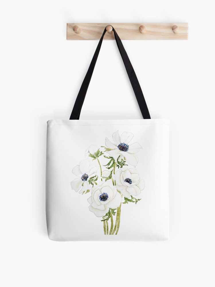 Bolsa de tela «pintura de acuarela de flor de anémona blanca» de  ColorandColor | Redbubble