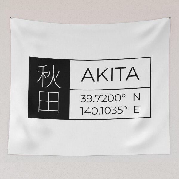 Aperçu de l'œuvre Akita - Latitude et longitude créée et vendue par Heedee Design.