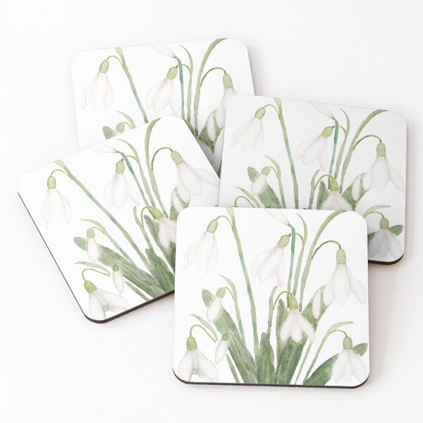 Item preview, hand painted white snowdrop flower botanical watercolor painting  designed and sold by SelenePaintings .