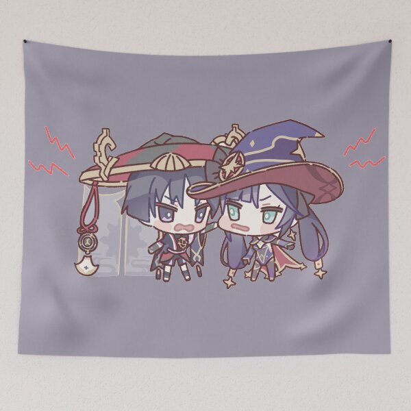 Item preview, Genshin Impact Chibi Mona and Scaramouche  designed and sold by Genkigecko.