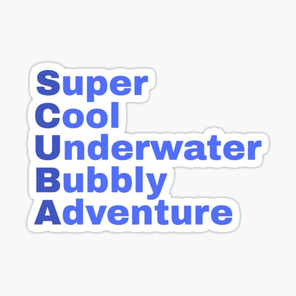 "Super Cool SCUBA Acronym Blue Text" Sticker for Sale by TeeCee43