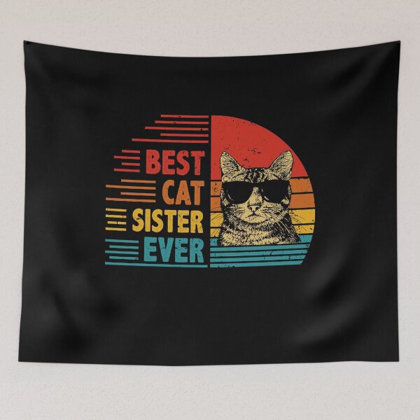 Item preview, Vintage Retro Best Cat Sister Ever Funny Cat Lover Mother's Day Gift designed and sold by EdwinaEmmanoiCo.