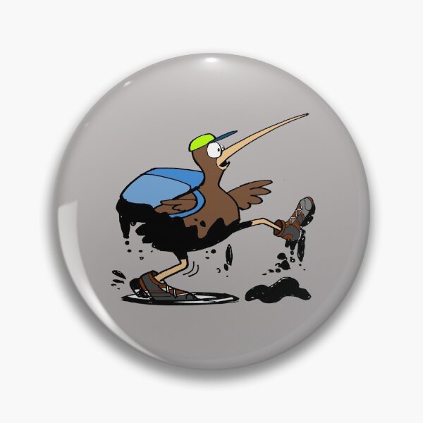 Item preview, Funny cartoon kiwi carrying backpack and staggering through mud designed and sold by Al Benge.