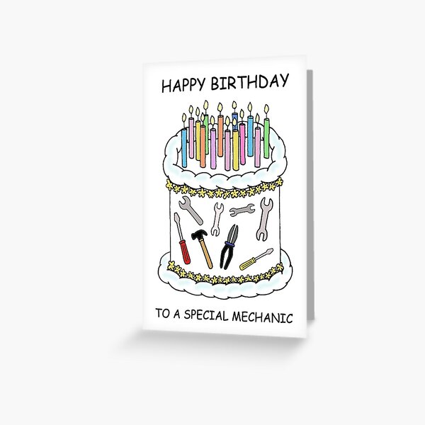 Carte De Vœux Joyeux Anniversaire A Bricoleur Gateau Et Bougies Par Katetaylor Redbubble