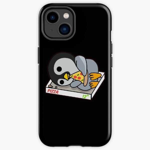 Cute Lazy Penguin Eating Pizza - Pizza Lovers Funny Penguin Gift - Black iPhone Tough Case