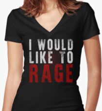 I WOULD LIKE TO RAGE!!! (White) Women's Fitted V-Neck T-Shirt