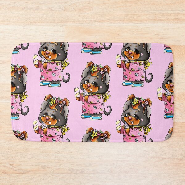 Item preview, Cartoon character,  cute puppy, little rottweiler in flower dress.  designed and sold by LaraCoolart.