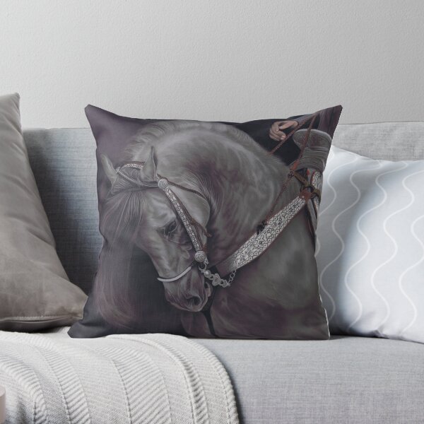 Spanish horse in bridle Throw Pillow