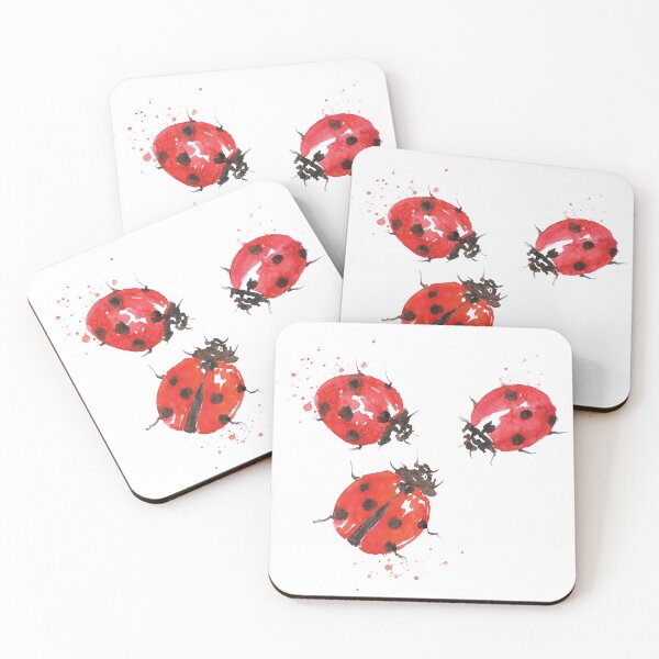 Item preview, Three ladybugs drawn by watercolor designed and sold by panyulia21.