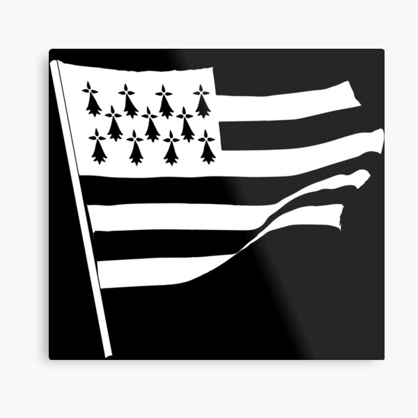Flag Of Brittany Drapeau Breton Gwenn Ha Du Ermine Black And White Hd High Quality Online Store Metal Print By Iresist Redbubble