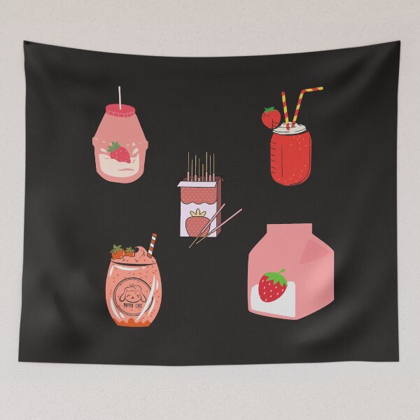 Item preview, Japanese aesthetic kawaii strawberry milk designed and sold by Tanuja  Sharma.