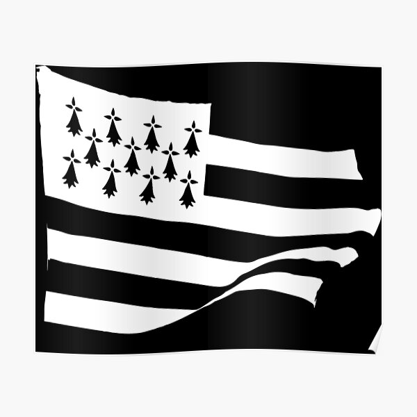 Flag Of Brittany Drapeau Breton Gwenn Ha Du Ermine Black And White Hd High Quality Online Store Poster By Iresist Redbubble