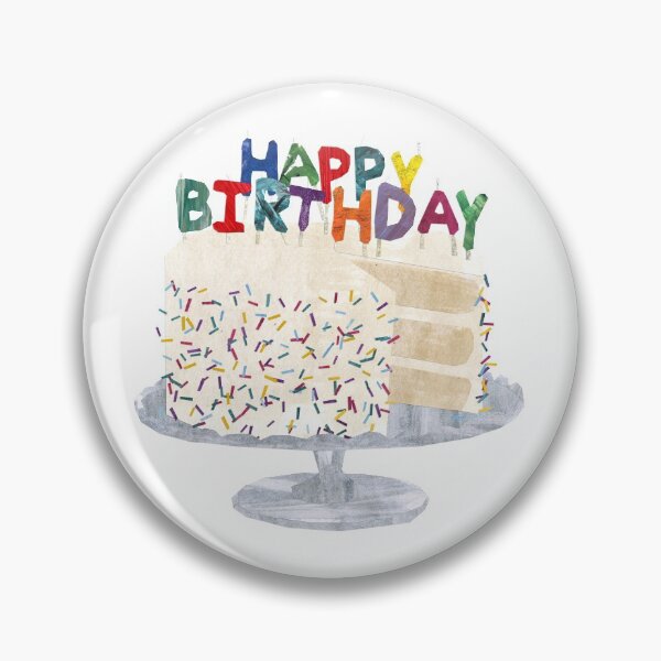 Item preview, White cake on stand with 'Happy birthday' candles designed and sold by BabbanGaelg.