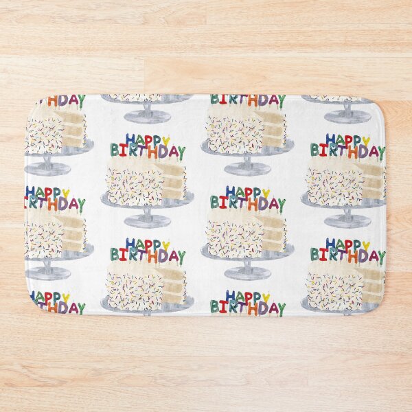 Item preview, White cake on stand with 'Happy birthday' candles designed and sold by BabbanGaelg.