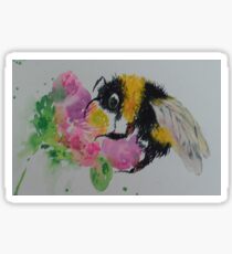 Bumble bee and pink flower Sticker