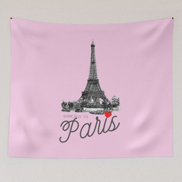 Item preview, Addicted to Paris: for lovers of the Eiffel Tower, France, parisienne, all things Paris, with pink background designed and sold by meraviglioso.