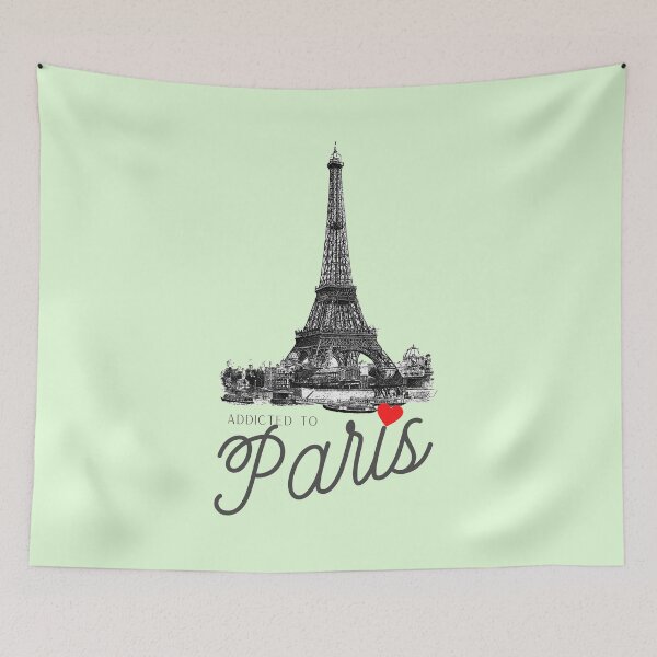 Item preview, Addicted to Paris: for lovers of the Eiffel Tower, France, parisienne, all things Paris, with green background designed and sold by meraviglioso.