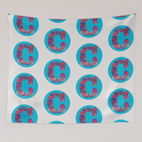 Item preview, C is for Collie Dog Alphabet Red and Blue Monogram designed and sold by AMSonArt.