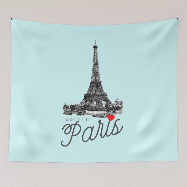 Item preview, Addicted to Paris: for lovers of the Eiffel Tower, France, parisienne, all things Paris, with teal background designed and sold by meraviglioso.