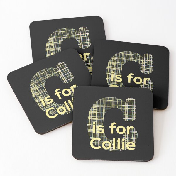Item preview, C is for Collie Dog Alphabet Black Grid Monogram designed and sold by AMSonArt.