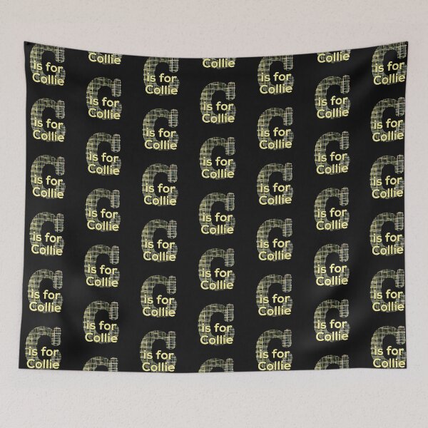 Item preview, C is for Collie Dog Alphabet Black Grid Monogram designed and sold by AMSonArt.