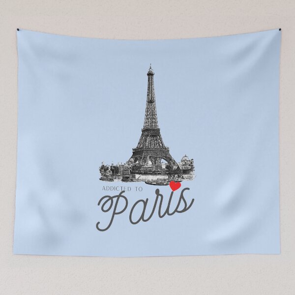 Item preview, Addicted to Paris: for lovers of the Eiffel Tower, France, parisienne, all things Paris, with blue background designed and sold by meraviglioso.